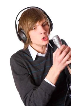 Young man singing Foto stock