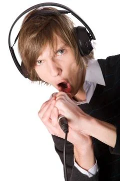 Young man singing Foto stock