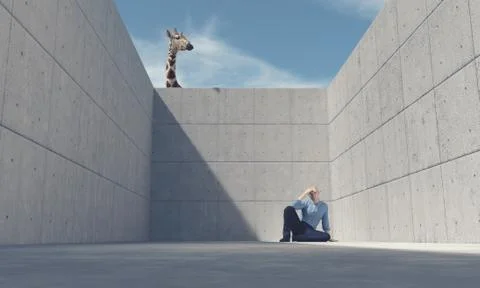 Young man sits down Stock Illustration