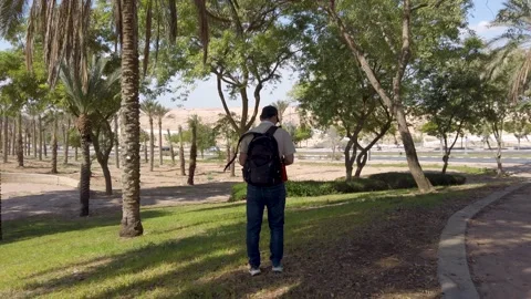 Young man sitting on the grass in a park. Stock Footage 324924536