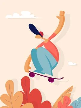 Young man on skateboard Stock Illustration