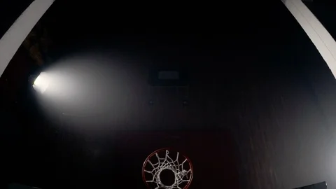Young man slam dunks from trampoline in slow motion Video stock 123520270