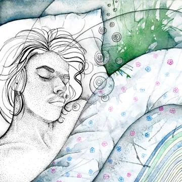 The young man sleeps Stock Illustration