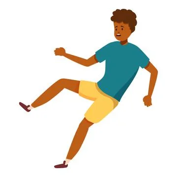 Young man slipping and falling down, accident and injury Stock Illustration