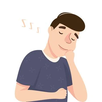 Young Man Slumbering or Drowsing with Hand Reclined Upon His Head Vector Stock Illustration