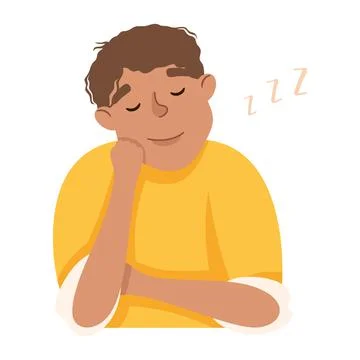 Young Man Slumbering or Drowsing with Hand Reclined Upon His Head Vector Stock Illustration