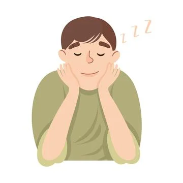 Young Man Slumbering or Drowsing with Hand Reclined Upon His Head Vector Stock Illustration