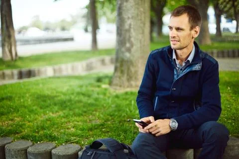 Young man with smartphone Stock Photos