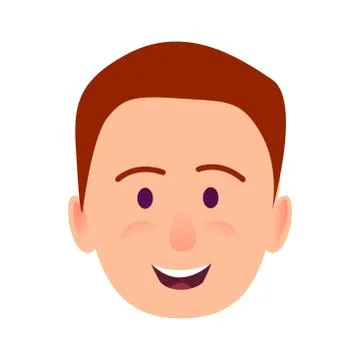 Young Man Smiling Face Flat Vector Icon Stock Illustration