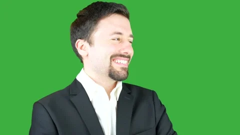 Young man smiling, green screen Video stock 232982004
