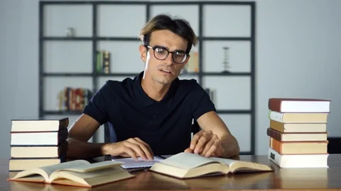 Young Man Solve a Problem, Find the Answer, Eureka Moment, Happy, Excited Stock Footage 93289767