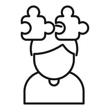 Young man solving problem with puzzle pieces over head Stock Illustration