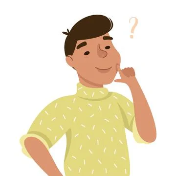 Young Man Solving Puzzle in His Head Thinking and Figuring Something out Half 库存插图