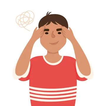 Young Man Solving Puzzle in His Head Thinking and Figuring Something out Half Stock Illustration