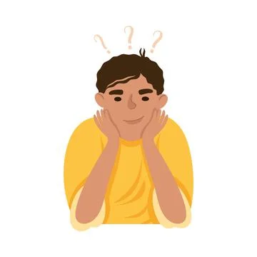 Young Man Solving Puzzle in His Head Thinking and Figuring Something out Half Stock Illustration