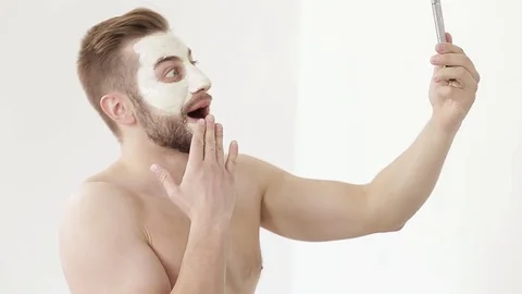 Young man in Spa salon. men's Spa treatments Stock Footage 76598853