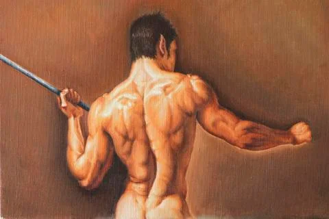 Young man with a spear Stock Illustration