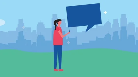 Young man with speech bubble Video stock 124288865