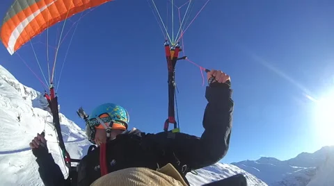 A young man speed flying over mountains. Stock Footage 67979435