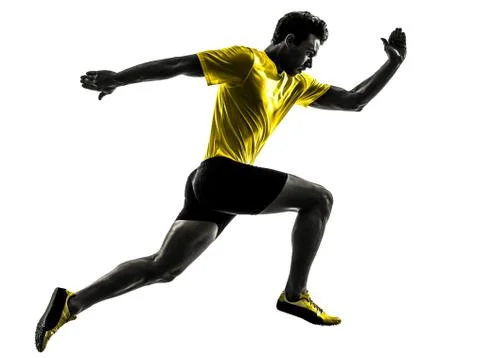 Young man sprinter runner running silhouette Stock Photos