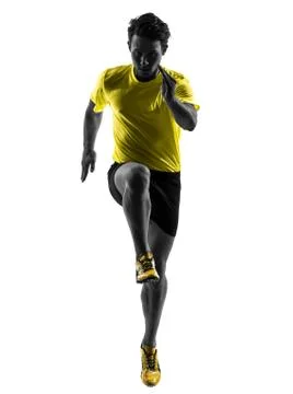 Young man sprinter runner running silhouette Stock Photos
