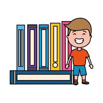 Young man with stack of books isolated icon 스톡 일러스트