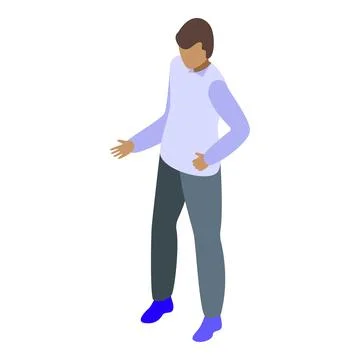 Young man is standing and gesturing with hands isometric icon Stock Illustration