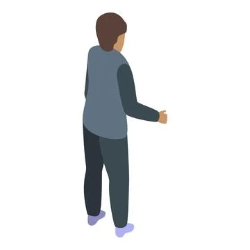 Young man standing back view gesturing with hand isometric icon 스톡 일러스트