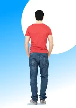 Young man Standing Back View. 3d vector illustration Stock Illustration