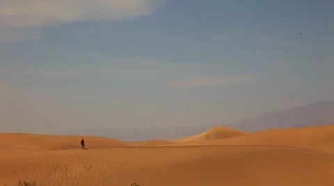 Young man standing in the desert landscape Stock-Footage 43166309