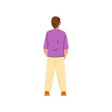 Young man standing with hands behind back, rear view Stock Illustration