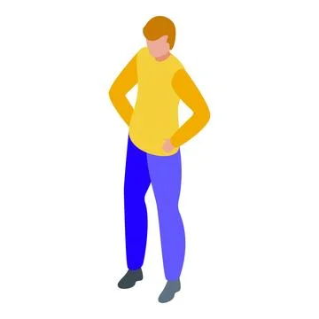 Young man standing with hands on hips isometric icon Stock Illustration
