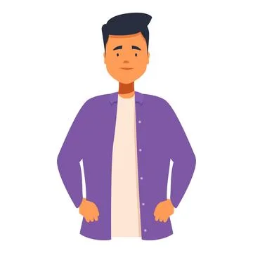 Young man standing with hands on hips looking confident Stock Illustration