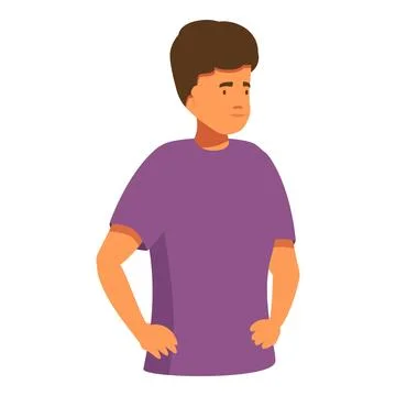 Young man standing with hands on hips looking right Stock Illustration