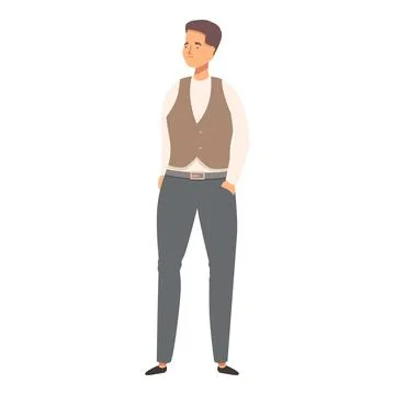 Young man standing with hands in his pockets is waiting Stock Illustration