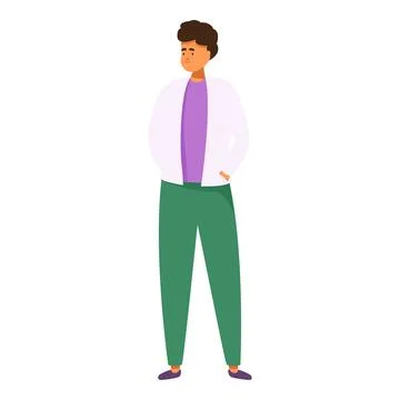 Young man standing with hands in pockets is thinking about something Stock Illustration