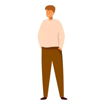 Young man is standing with his hands in his pockets Stock Illustration