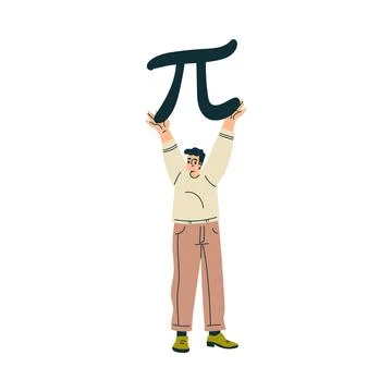Young Man Standing with Number Engaged in Mathematics Calculation Vector Illustrazione stock