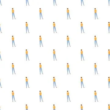 Young man standing pattern on white background Stock Illustration
