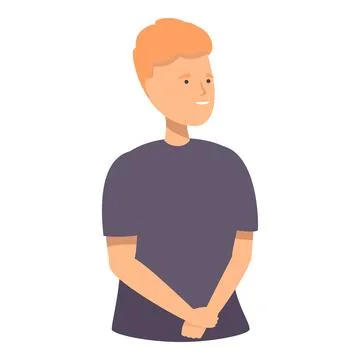 Young man standing smiling looking away cartoon character design Stock Illustration