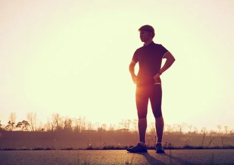 Young man before start running Stock Photos