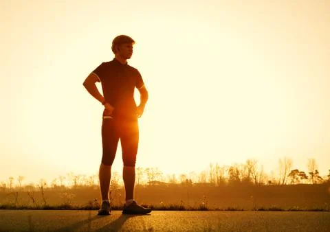 Young man before start running Stock Photos