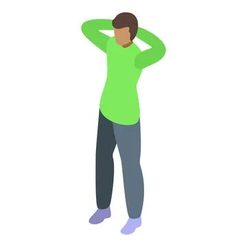 Young man is stretching his arms behind his neck Stock Illustration