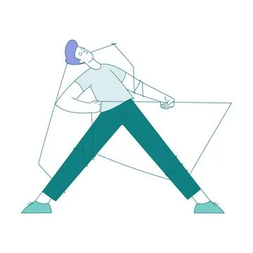 Young Man Struggling Pulling Ropes Suffering from Fear Vector Illustration Stock-Illustration