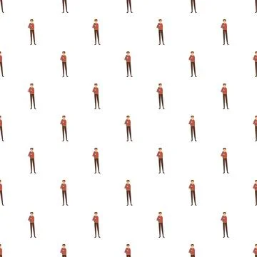 Young man student character standing in a repeating pattern Stock Illustration