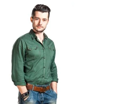 Young man in the studio on a white background Stock Photos