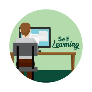 Young man studying Stock Illustration