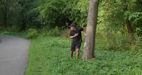 A young man suffered a heart attack after his morning run due to an unhealthy Video stock 347026171