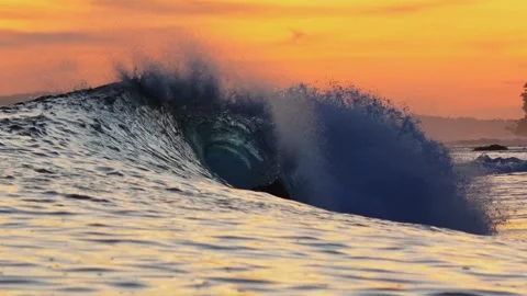 Young man surfing at sunset Stock Footage 295758922