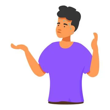 Young man sweating and gesturing with hands feeling anxious and insecure Stock Illustration